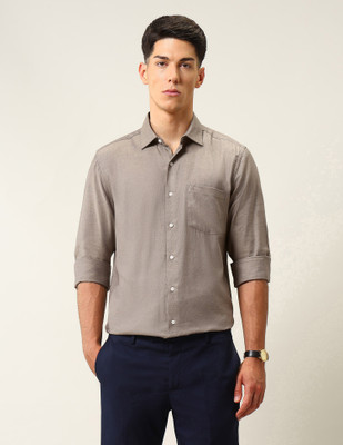 ARROW Men Self Design Formal Brown Shirt