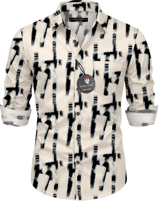 ZARACRETION Men Graphic Print, Printed Casual White, Black Shirt