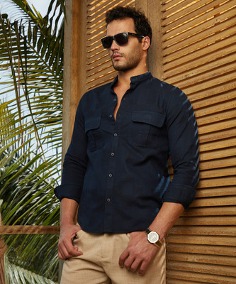 CAMPUS SUTRA Men Solid Casual Blue Shirt