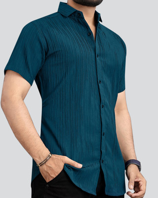 NIVICK Men Self Design Casual Green Shirt