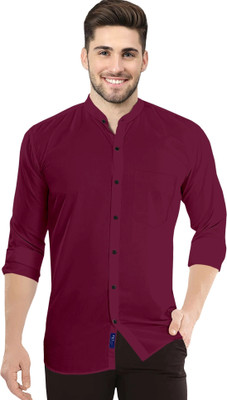 VTEXX Men Solid Casual Maroon Shirt