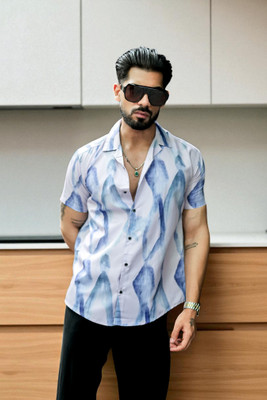 AARVI TRENDYY Men Printed Casual White, Blue Shirt