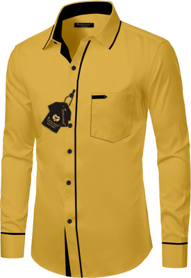 SHREE VASTRAHOUSE Men Solid Casual Yellow Shirt