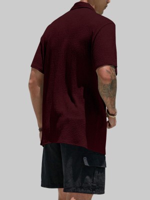 KHANJAN FASHION Men Solid Casual Maroon Shirt