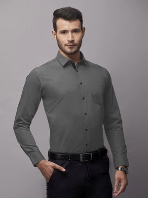 Kuki Men Solid Formal Grey Shirt