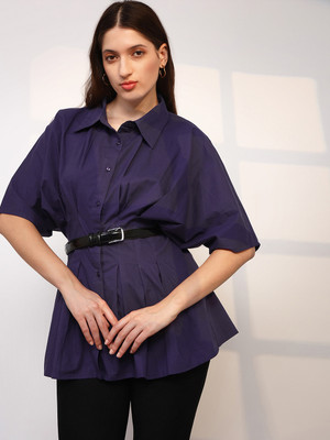 Globus Women Solid Casual Purple Shirt