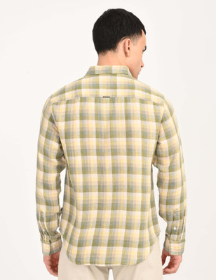 LEVI'S Men Checkered Casual Yellow, Light Green Shirt