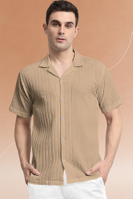 Dharamraj Fashion Men Solid Casual Cream Shirt