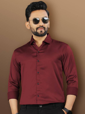 SATADHAR ENTERPRISE Men Solid Casual Maroon Shirt