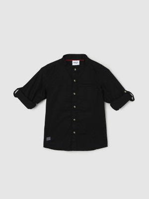 MAX Boys Solid Casual Black Shirt