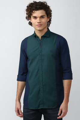 PETER ENGLAND Men Solid Casual Dark Blue, Dark Green Shirt