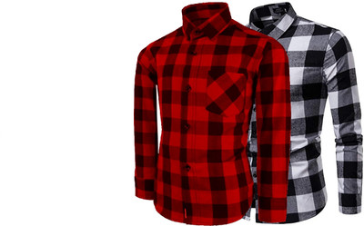 SOLVYN Men Checkered Casual Multicolor Shirt(Pack of 2)