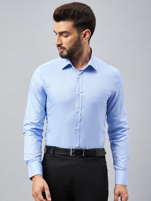 LOUIS STITCH Men Solid Formal Blue Shirt
