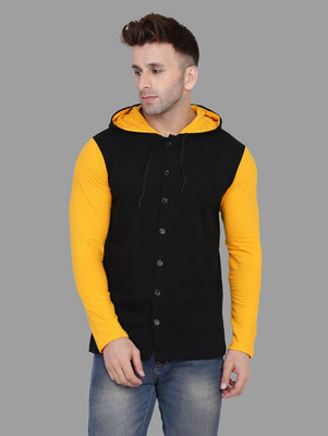HouseOfCommon Men Solid Casual Black, Yellow Shirt