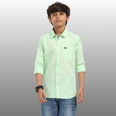 ROCKET SCIENCE Boys Solid Casual Light Green Shirt