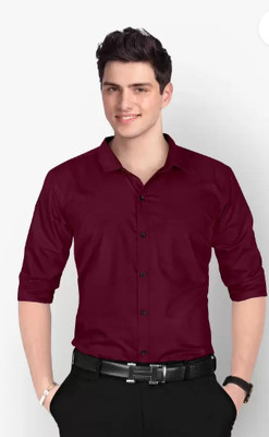 Bherunath Creation Men Solid Casual Purple Shirt