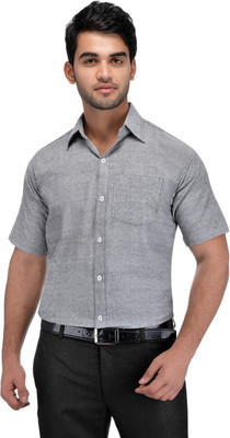 DESHBANDHU KHADI Men Solid Formal Grey Shirt