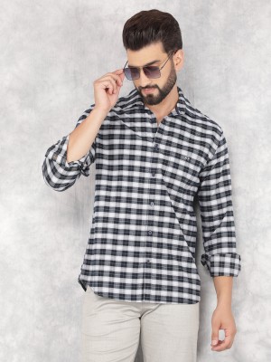 CRIMSOUNE CLUB Men Checkered Casual Black, White Shirt