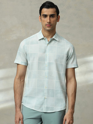 MUFTI Men Checkered Casual Green Shirt