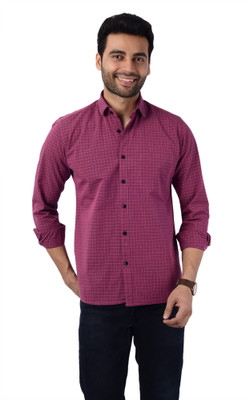 5TH ANFOLD Men Checkered Casual Maroon Shirt