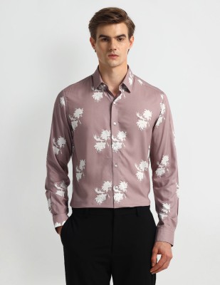 ARROW Men Floral Print Casual Pink Shirt