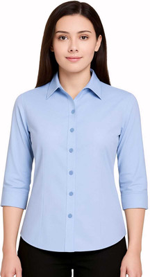 ZUNAIRA GARMENTS Women Solid Formal Blue Shirt