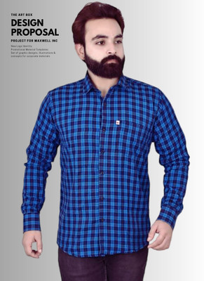 VK WINTER WEAR Men Striped Casual Blue Shirt