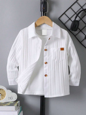 kavlo Boys Solid Casual White Shirt