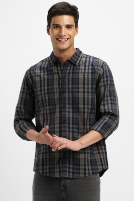 FOREVER 21 Men Checkered Casual Grey, Black, Dark Blue Shirt