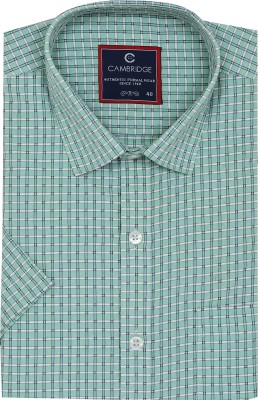 Cambridge Store Men Checkered Formal Light Green, White, Dark Blue Shirt