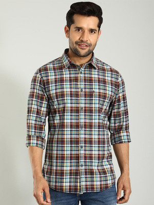 INDIAN TERRAIN Men Checkered Casual Red Shirt