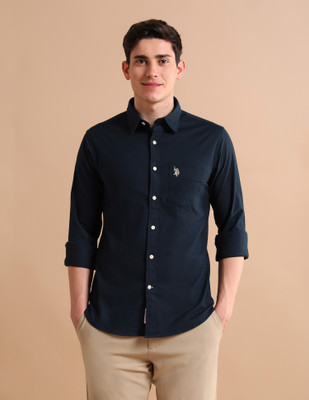 U.S. POLO ASSN. Men Solid Casual Blue Shirt