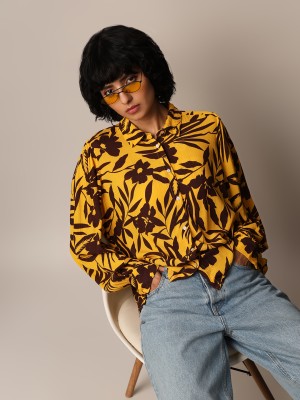 ONLY Women Floral Print Casual Yellow Shirt