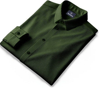 HouseOfCommon Men Self Design Casual Green Shirt