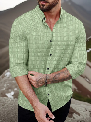 SHAJARA Men Self Design Casual Light Green Shirt