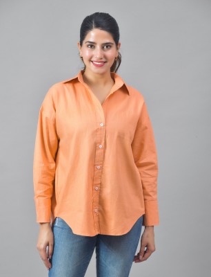 juhi s Women Solid Casual Orange Shirt