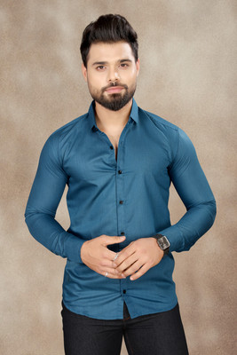 HouseOfCommon Men Solid Formal Light Green Shirt