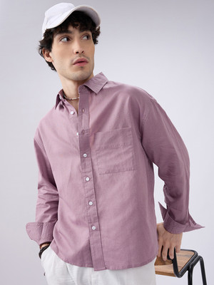 VASTRADO Men Solid Casual Pink Shirt