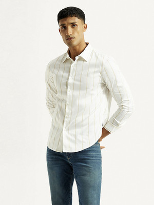 LEVI'S Men Striped Casual White Shirt