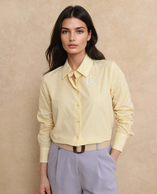 RAREISM Women Striped Formal Yellow Shirt
