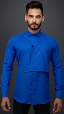 FURBO Men Solid Formal Blue Shirt