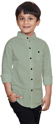 ZAKAR Boys Solid Party Light Green Shirt