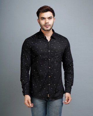 Apuesto Men Printed Casual Black Shirt