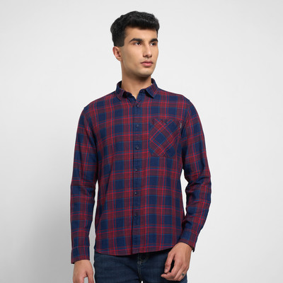 SF Jeans by Pantaloons Men Checkered Casual Red, Blue Shirt