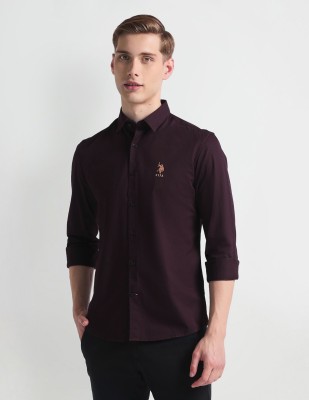 U.S. POLO ASSN. Men Solid Casual Purple Shirt