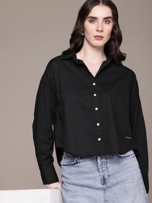 Roadster Women Solid Casual Black Shirt