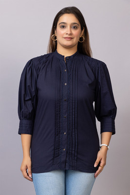 Japroz Women Solid Casual Dark Blue Shirt