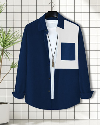 METRONAUT Men Self Design Casual Blue Shirt