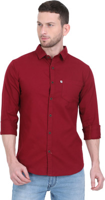 AIDAN PAUL Men Solid Casual Maroon Shirt