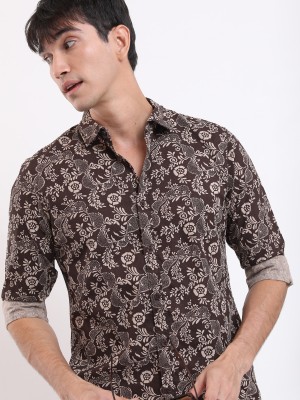 HIGHLANDER Men Floral Print Casual Brown, Beige Shirt